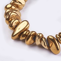 Gold Electroplated Natural Quartz Crystal Beads Strands, Nuggets, Gold, 10~23x3~10x8~13mm, Hole: 1mm, 14.76 inch~15.35 inch(37.5~39cm)