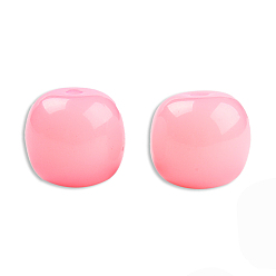 Pink Непрозрачные шарики cmолы, баррель, розовые, 12x11 мм, отверстие : 1.6~1.8 мм