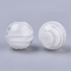 Белый Бусины лэмпворк , жемчужные, круглые, белые, 14 мм, отверстие : 1.5 мм