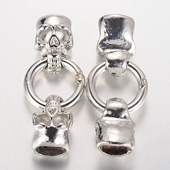 Platinum Skull Brass Spring Gate Rings, O Rings, Platinum, 6 Gauge, 58mm