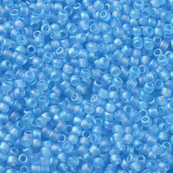 (163F) Matte Transparent AB Aqua TOHO Round Seed Beads, Japanese Seed Beads, (163F) Matte Transparent AB Aqua, 11/0, 2.2mm, Hole: 0.8mm, about 1110pcs/bottle, 10g/bottle