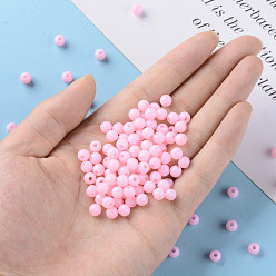 Pearl Pink Opaque Acrylic Beads, Round, Pearl Pink, 6x5mm, Hole: 1.8mm, about 4400pcs/500g