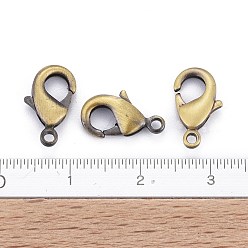 Brushed Antique Bronze Brass Lobster Claw Clasps, Parrot Trigger Clasps, Lead Free & Cadmium Free, Brushed Antique Bronze, 12x7x3mm, Hole: 1mm