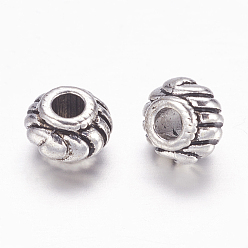 Antique Silver Tibetan Style Spacer Beads, Lead Free & Cadmium Free & Nickel Free, Rondelle, Antique Silver, about 6mm in diameter, 4.5mm thick, hole: 2mm