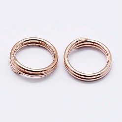 Or Rose 925 anneaux ouverts en argent sterling, double boucle Anneaux, anneaux ronds, or rose, 5x1mm, diamètre intérieur: 3.5 mm