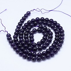 Amethyst Natural Amethyst Round Bead Strands, Grade A+, 4mm, Hole: 0.8mm, about 95pcs/strand, 15.5 inch