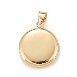 Clear Brass Micro Pave Cubic Zirconia Locket Pendants, Photo Frame Charms for Necklaces, Real 18K Gold Plated, Lead Free & Cadmium Free, Flat Round with Moon, Clear, 18.5x16x4.5mm, Hole: 4mm, Inner Diameter: 11mm