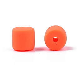 Rouge Orange Polymère main brins d'argile de perles, colonne, rouge-orange, 6.5x6mm, Trou: 1.2mm, Environ 61 pcs/chapelet, 15.75 pouce (40 cm)