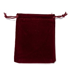 Dark Red Rectangle Velvet Pouches, Gift Bags, Dark Red, 12x10cm