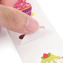 Food 8 стили бумажные наклейки на тему дня рождения, самоклеющиеся этикетки для рулонов, для конвертов, пузырчатые рассылки и пакеты, плоско-круглые, образец торта, 3.8 см, о 500шт / рулон