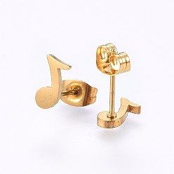 Золотой 304 нержавеющей стали ювелирных изделий, серьги и подвесные ожерелья, внимание, золотые, колье: 17.7 дюйм (45 см), серьги стержня: 8x4x1.2мм, штифты : 0.8 мм
