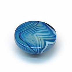 Steel Blue Dyed Natural Striped Agate/Banded Agate Cabochons, Half Round/Dome, Steel Blue, 16x6~7mm