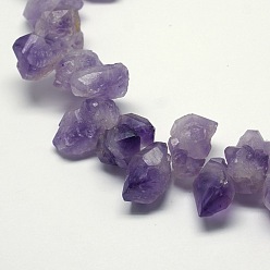 Amethyst Raw Rough Natural Nuggets Amethyst Beads Strands, Amethyst, 15~25x9~16x9~19mm, Hole: 1mm, about 39pcs/strand, 16 inch