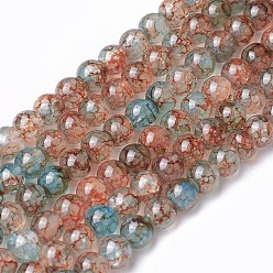Colorful Spray Painted Glass Beads Strands, Round, Colorful, 6~6.5mm, Hole: 1mm, about 137pcs/strand, 31.8 inch(81cm)
