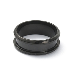 Electrophoresis Black 201 Stainless Steel Grooved Finger Ring Settings, Ring Core Blank, for Inlay Ring Jewelry Making, Electrophoresis Black, Inner Diameter: 19mm