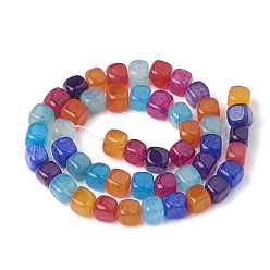 Colorful Natural Agate Beads Strands, Dyed, Cube, Colorful, 7.5~8x7~7.5x7~7.5mm, Hole: 1mm, about 50pcs/strand, 14.5 inch
