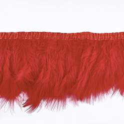 Rouge Garniture de franges de plumes de dinde, accessoires de costumes, teint, rouge, 120~180 mm, environ 2 m / sac