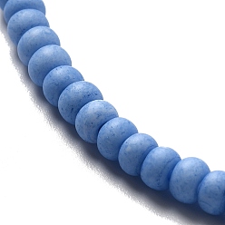 Cornflower Blue Handmade Frosted Porcelain Beads, Flat Round, Cornflower Blue, 4x3mm, Hole: 0.8mm, about 134pcs/strand, 15.55 inch(39.5cm)