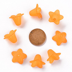 Orange Perles acryliques transparentes, givré, fleur, orange, 17.5x12mm, trou: 1.5 mm, environ 770 pcs / 500 g