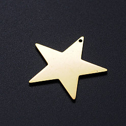 Золотой 201 прелести нержавеющей стали, звезда, золотые, 25x26x1 мм, отверстие : 1.2 мм