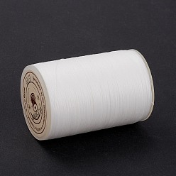 Blanc Fumé Ficelle ronde en fil de polyester ciré, cordon micro macramé, cordon torsadé, pour la couture de cuir, fumée blanche, 0.3~0.4mm, environ 174.98 yards (160m)/rouleau