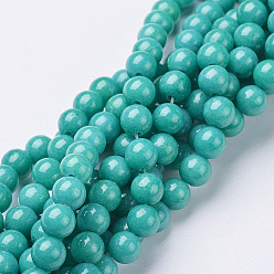 Dark Turquoise Natural Mashan Jade Round Beads Strands, Dyed, Dark Turquoise, 6mm, Hole: 1mm, about 69pcs/strand, 15.7 inch