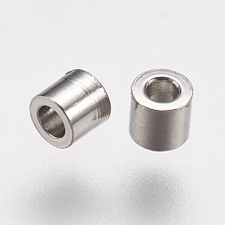 Stainless Steel Color 304 Stainless Steel Spacer Beads, Column, Stainless Steel Color, 2x2mm, Hole: 0.9mm