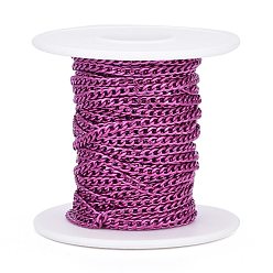 Средний Фиолетово-красный Электрофорез 304 бордюрные цепи из нержавеющей стали, несварные, с катушкой, средне фиолетовый красный, 4.2x2.6x0.6 мм, около 32.8 футов (10 м) / рулон