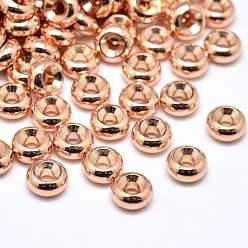 Rose Gold Rack Plating Brass Flat Round Spacer Beads, Rose Gold, 6x3mm, Hole: 2mm