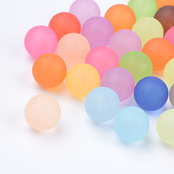 Mixed Color Transparent Acrylic Beads, No Hole Beads, Frosted, Round, Mixed Color, 8mm, about 1850pcs/500g