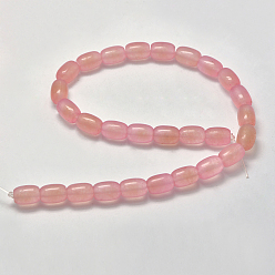 Pink Natural White Jade Beads Strands, Barrel, Dyed, Pink, 13x9mm, Hole: 1mm, about 28pcs/strand, 14.96