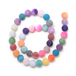Colorful Natural Weathered Agate Bead Strands, Frosted, Dyed, Round, Colorful, 10~10.5mm, Hole: 1.5mm, about 37pcs/strand, 14.6 inch