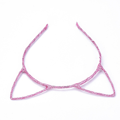 Flamingo Hair Accessories Iron Kitten Hair Band Findings, Cat Ears Shape, Flamingo, 117mm, 4mm