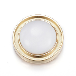 White 304 Stainless Steel Cat Eye Cabochons, Half Round, Golden, White, 28x9mm