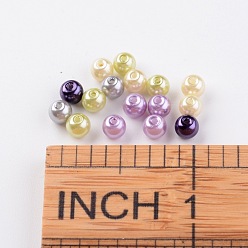 Mixed Color Glass Pearl Bead Sets, Lavender Garden Mix, Eco-Friendly, Round, Dyed, Mixed Color, 4~4.5mm, Hole: 0.7~1mm, about 1000pcs/box.