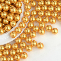 Verge D'or Perles acryliques en nacre d'imitation , sans trou, ronde, verge d'or, 6 mm, sur 5000 PCs / sac