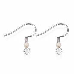 Mixed Color 304 Stainless Steel Earring Hooks, Ear Wire, with Acrylic Beads and Horizontal Loop, Mixed Color, 19.5x18.5mm, Hole: 2mm, 22 Gauge, Pin: 0.6mm