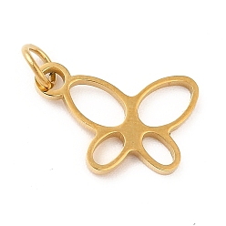Real 14K Gold Plated Ion Plating(IP) 304 Stainless Steel Charms, with Jump Ring, Butterfly Charms, Real 14K Gold Plated, 8.5x12.5x1mm, Hole: 3mm