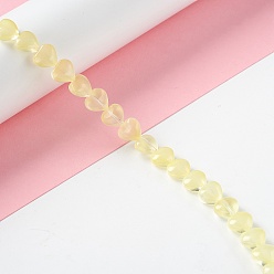 Champagne Yellow Transparent Glass Beads Strand, Heart, Champagne Yellow, 7.5~8.5x8~8.5x4~4.5mm, Hole: 1mm, about 44~45pcs/strand, 12.56~12.87 inch(31.9~32.7cm)