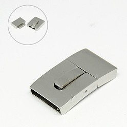 Stainless Steel Color 304 Stainless Steel Bayonet Clasps, Rectangle, 30x16x6mm, Hole: 3x15mm