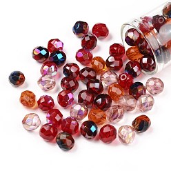 Rouge Perles de verre tchèques polies au feu, facette, ananas, rouge, 7.5~8x8mm, Trou: 1.2mm, environ 120 pcs / sachet 