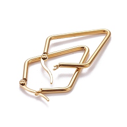 Golden 201 Stainless Steel Angular Hoop Earrings, with 304 Stainless Steel Pin, Hypoallergenic Earrings, Rhombus, Golden, 12 Gauge, 36.5x24x2mm, Pin: 0.7x1mm