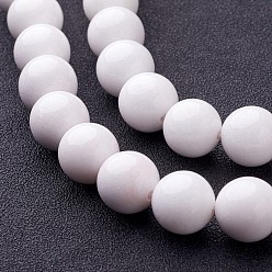 Blanc Perles Mashan naturel rondes de jade brins, teints et chauffée, blanc, 12mm, Trou: 1mm, Environ 34 pcs/chapelet, 15.7 pouce