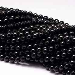 Tourmaline Natural Black Tourmaline Beads Strands, Grade AA, Round, 8mm, Hole: 1mm, about 48pcs/strand, 15.7 inch