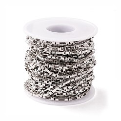 Stainless Steel Color 304 Stainless Steel Box Chains, Unwelded, with Spool, Stainless Steel Color, 7x4x2mm, about 32.81 Feet(10m)/Roll