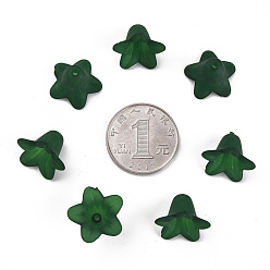 Vert Foncé Perles acryliques transparentes, givré, fleur, vert foncé, 17.5x12mm, trou: 1.5 mm, environ 770 pcs / 500 g