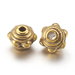 Antique Golden Tibetan Style Alloy Spacer Beads, Cadmium Free & Nickel Free & Lead Free, Antique Golden, 7x5.5mm, Hole: 1mm
