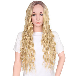 Blonde Long & Curly Wigs for Women, Synthetic Wigs, High Temperature Wigs, Blonde, 30 inch(77cm)