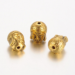 Antique Golden Tibetan Style Beads, Cadmium Free & Lead Free, Buddha Head, Antique Golden, 11x9x8mm, Hole:1.5mm