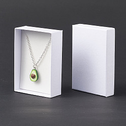 White Cardboard Jewelry Set Boxes, For Necklaces, Earrings and Rings, with Sponge inside, Rectangle, White, 9x6.5x2.8cm